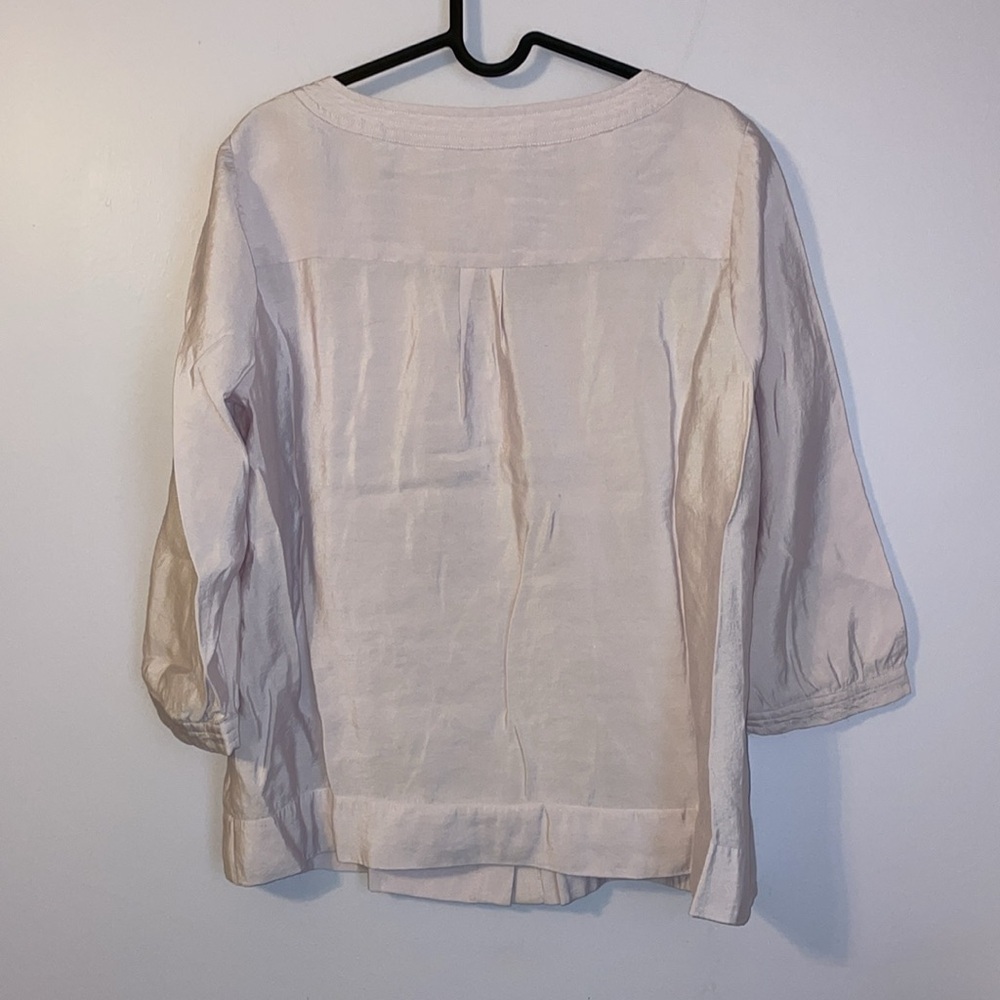 J. Jill Light Purple Square Neckline 3/4 Sleeve Button Front Blouse Size MP - Picture 9 of 14